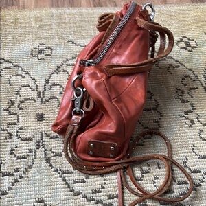 A.S.98 Orange Leather Crossbody Bag with Adjustable Strap